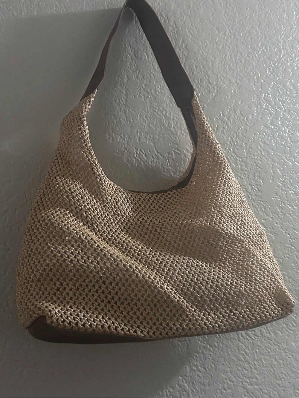 Woven Straw Hobo Bag - Natural - Picture 2 of 2